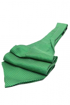 Ascot tie tip printed silk green geometric