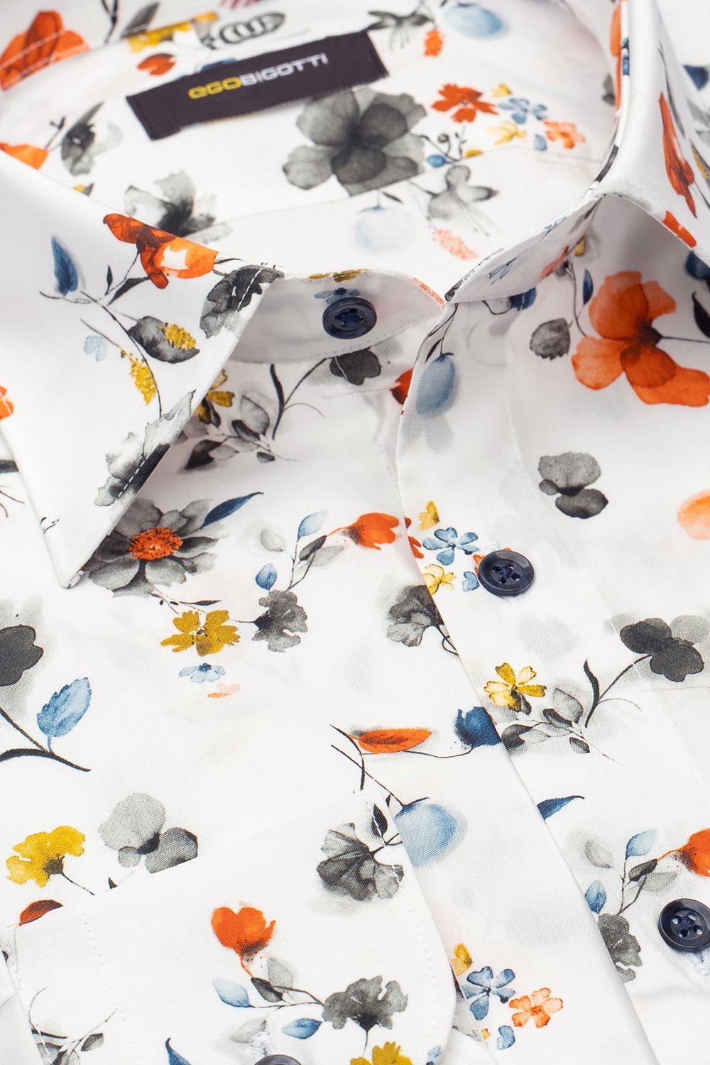 Camasa slim alba print floral 1