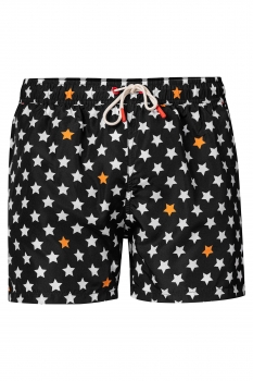 Short slim negru print 