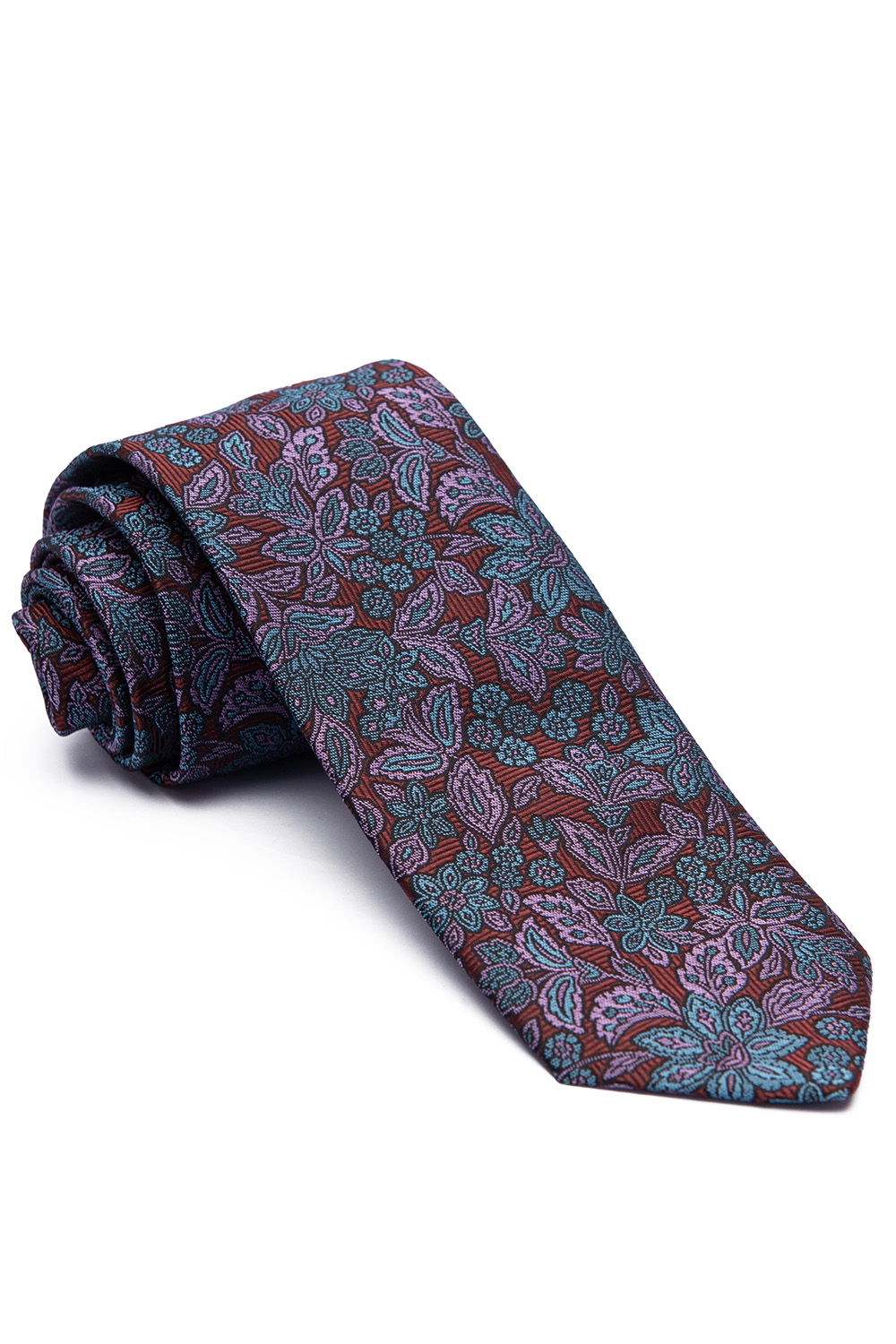 Cravata poliester tesut grena print floral 0