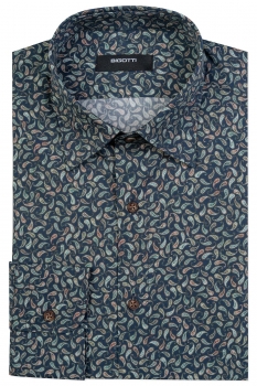 Camasa slim albastra print floral