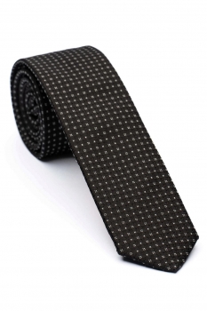 Cravata matase tesuta neagra print geometric