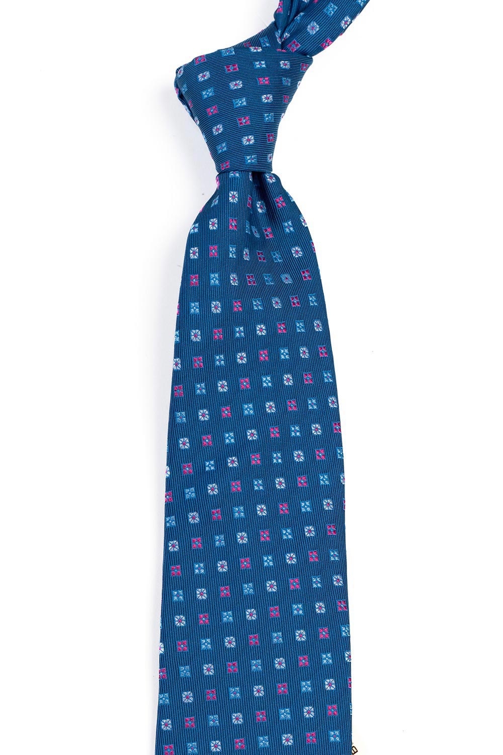 Cravata poliester tesut albastra print floral 1
