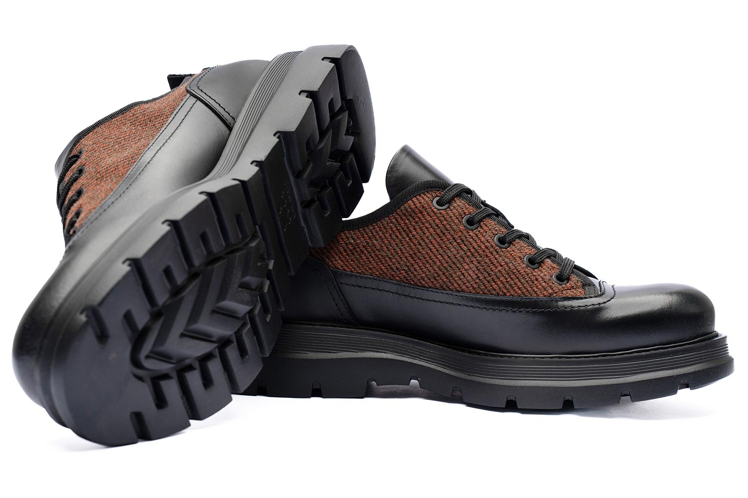 Pantofi negri piele naturala si textil talpa extra light 1