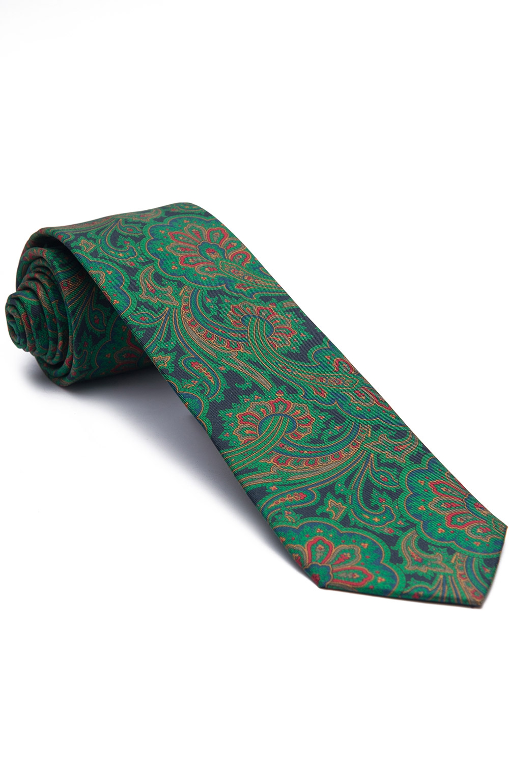 Cravata matase verde print floral 0