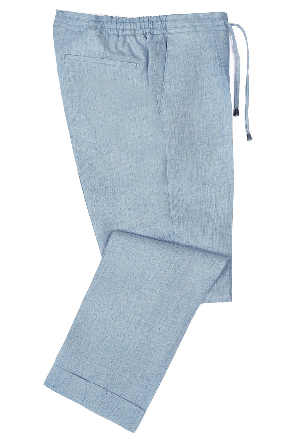 Pantaloni din in slim bleu uni 0
