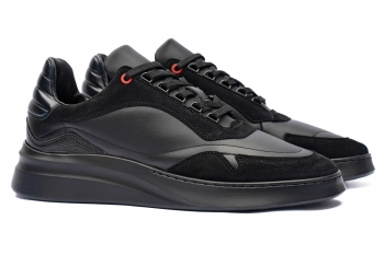 Sneakers negri piele naturala