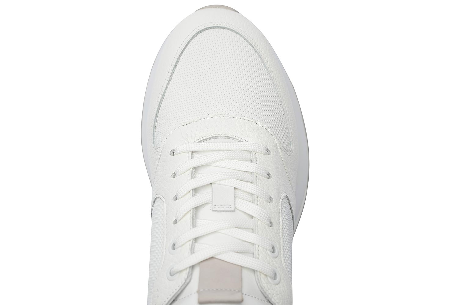 Sneakers albi piele naturala si textil 3