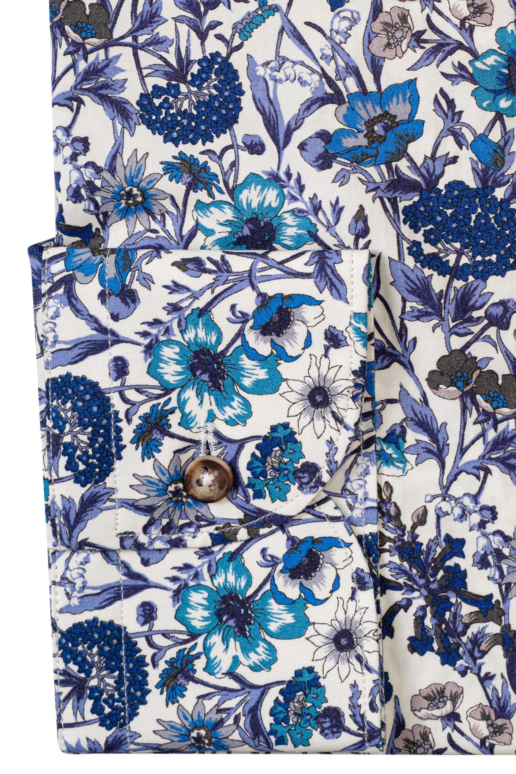 Camasa slim albastra print floral 1