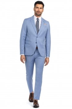 Costum slim albastru uni