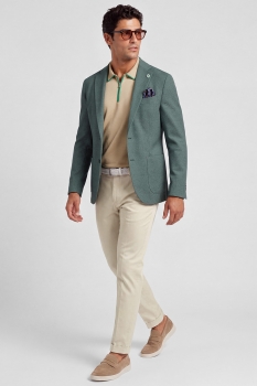 Slim body beige plain trousers