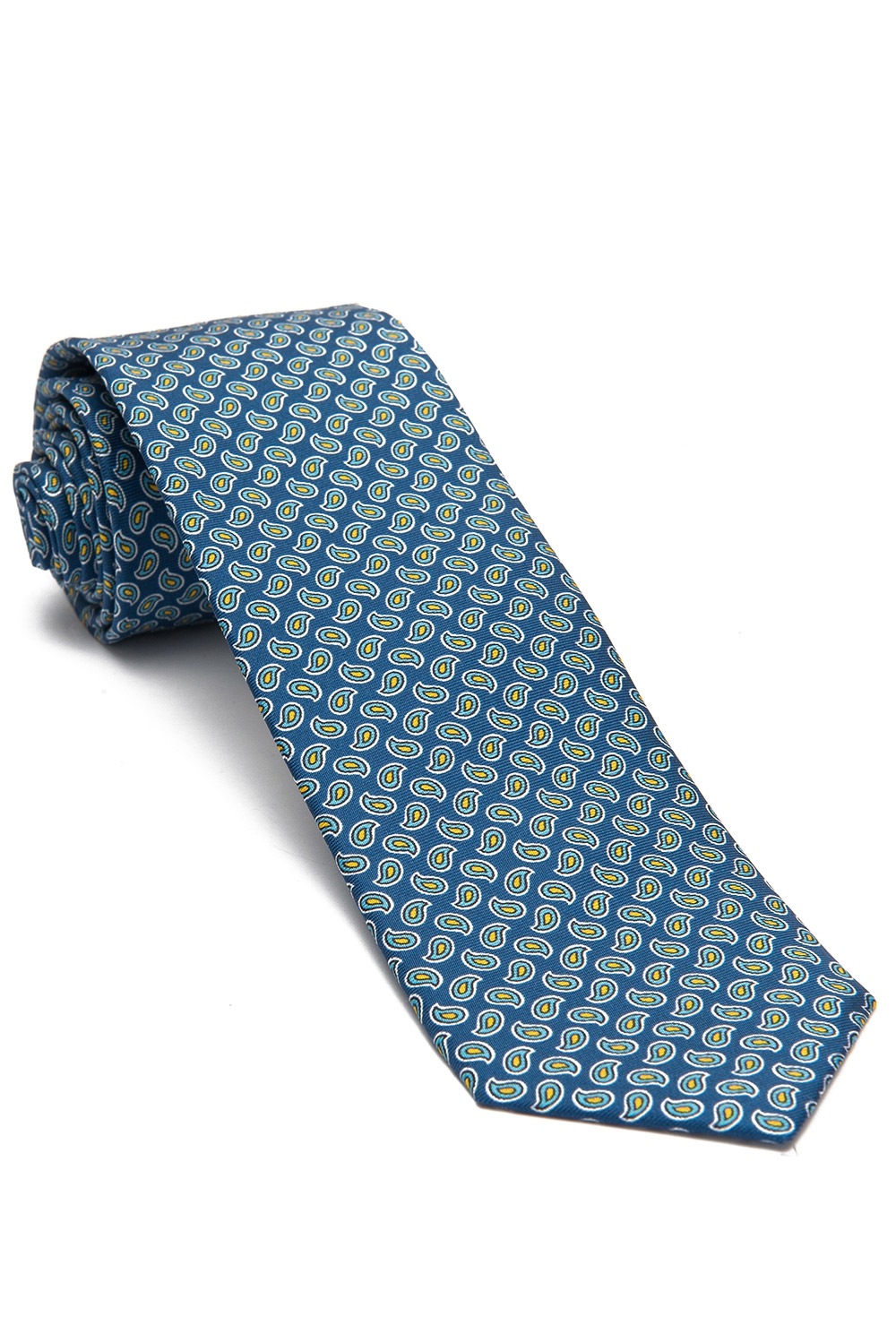 Cravata matase tesuta bleumarin print floral 0