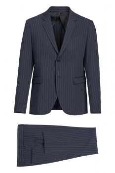 Costum slim bleumarin cu dungi