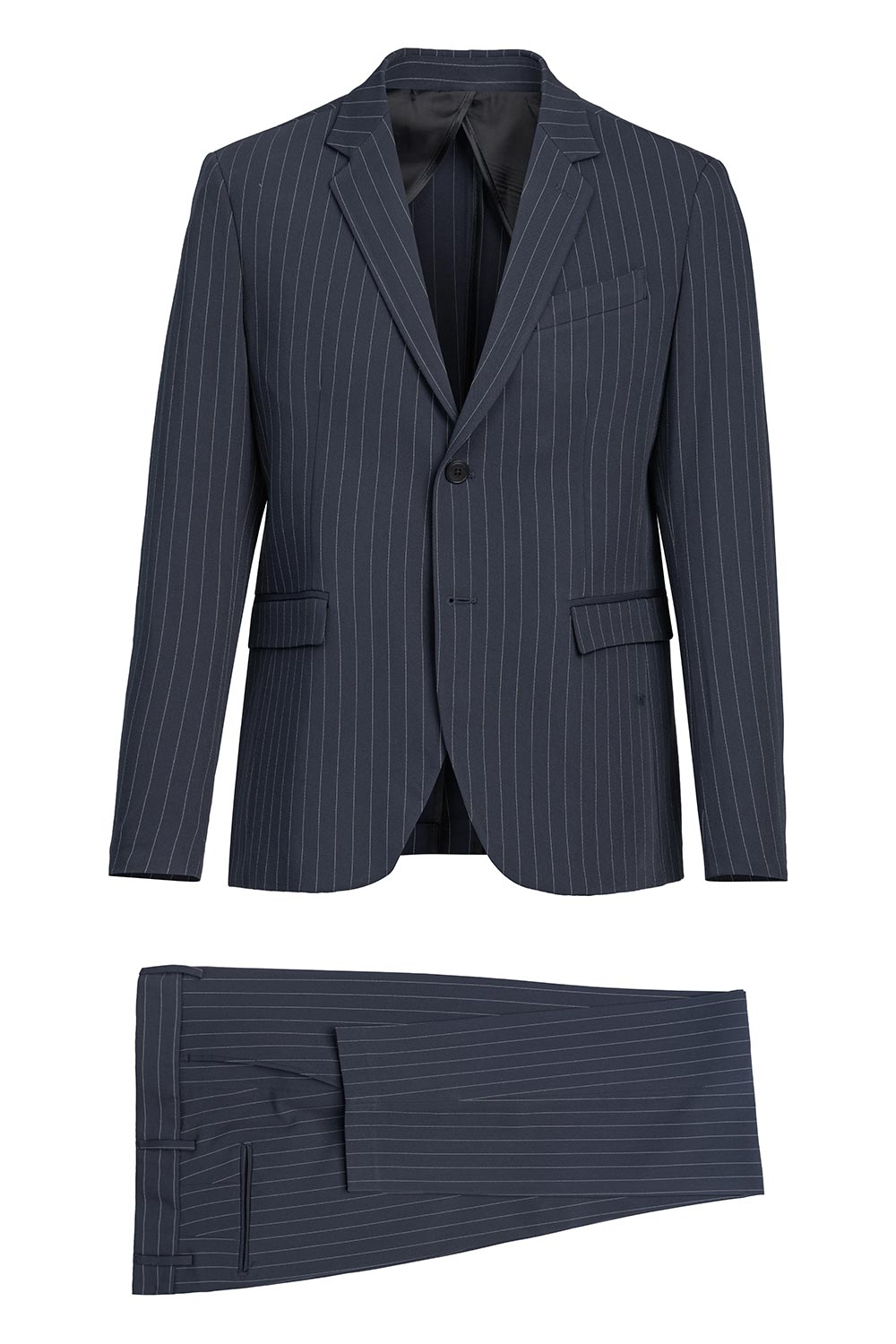 Costum slim bleumarin cu dungi 0