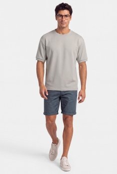 Pantaloni scurti slim din in bleu uni