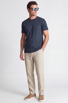 Slim body beige plain trousers
