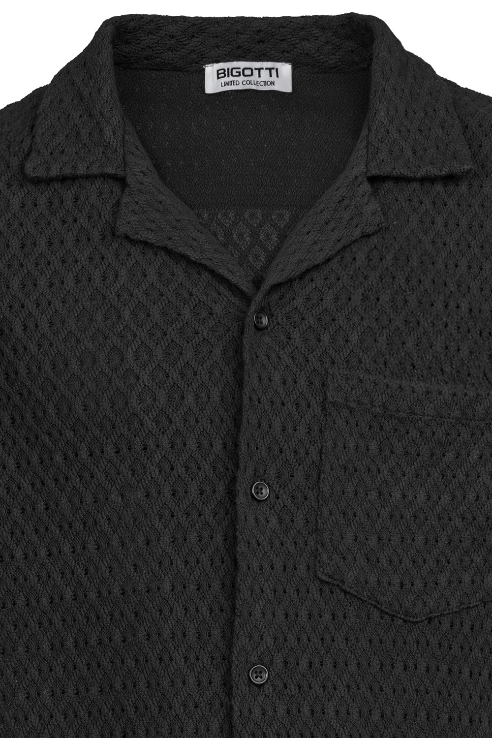Camasa maneca scurta regular neagra uni 1