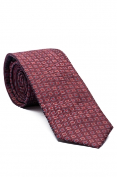 Cravata matase tesuta grena print geometric