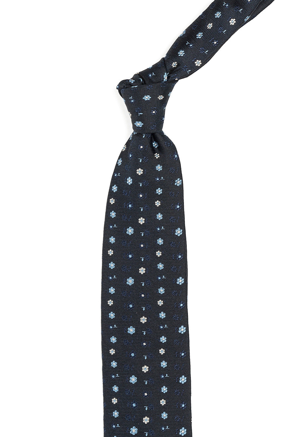 Cravata bleumarin print floral 1