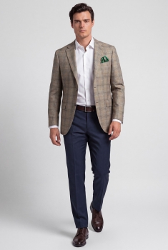 Slim body navy plain trousers