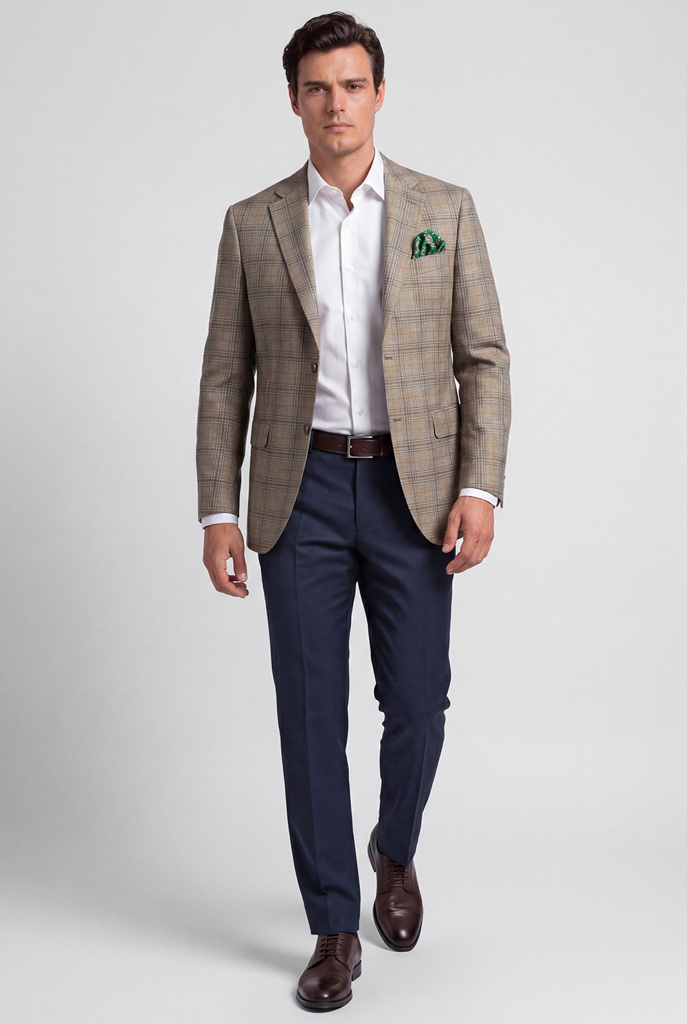 Slim body navy plain trousers 0