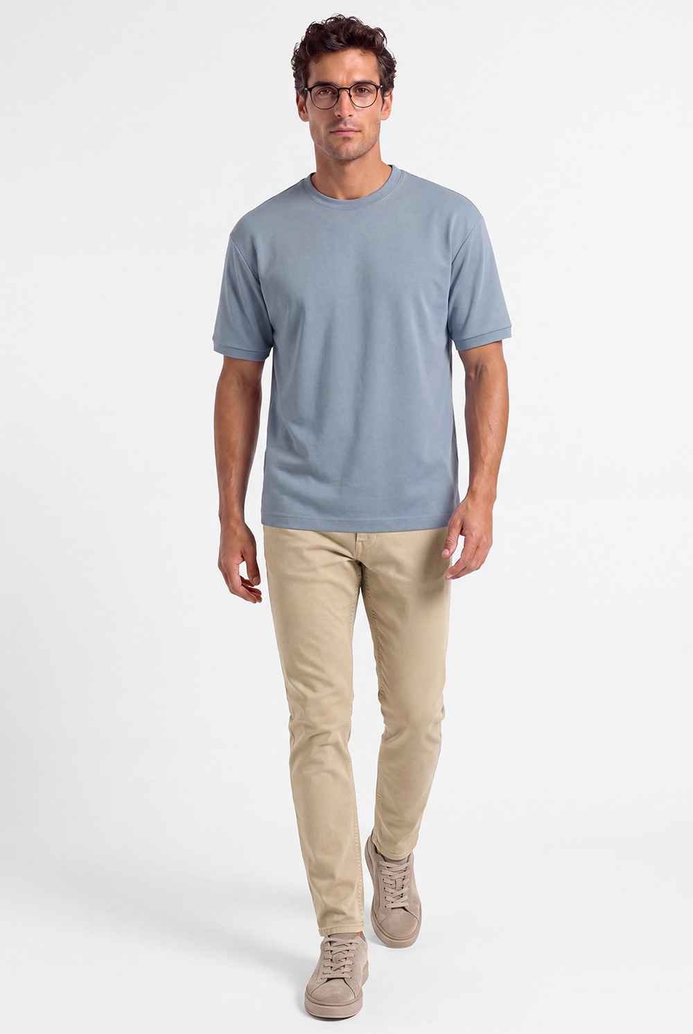 Tricou regular bleu uni 3
