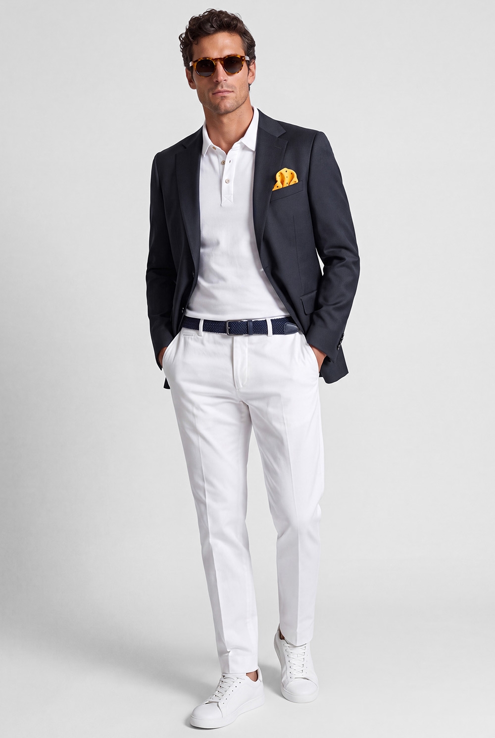 Slim body navy plain blazer 4