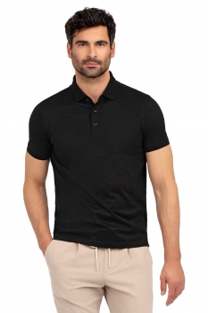 Tricou polo slim negru uni