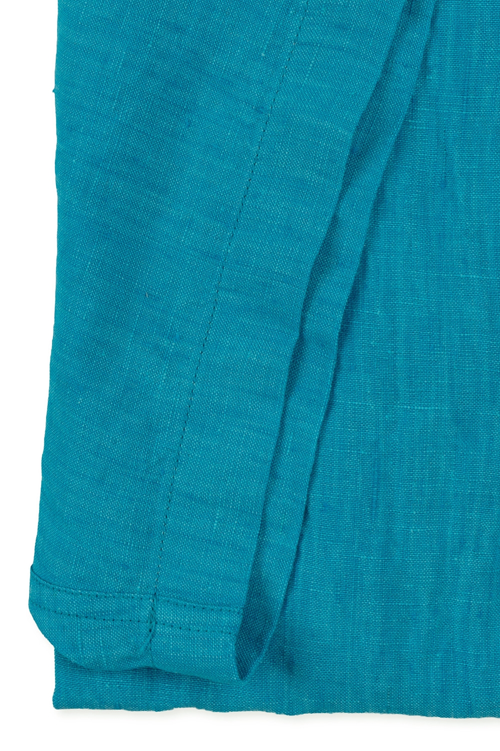 Camasa maneca scurta din in slim albastra 2