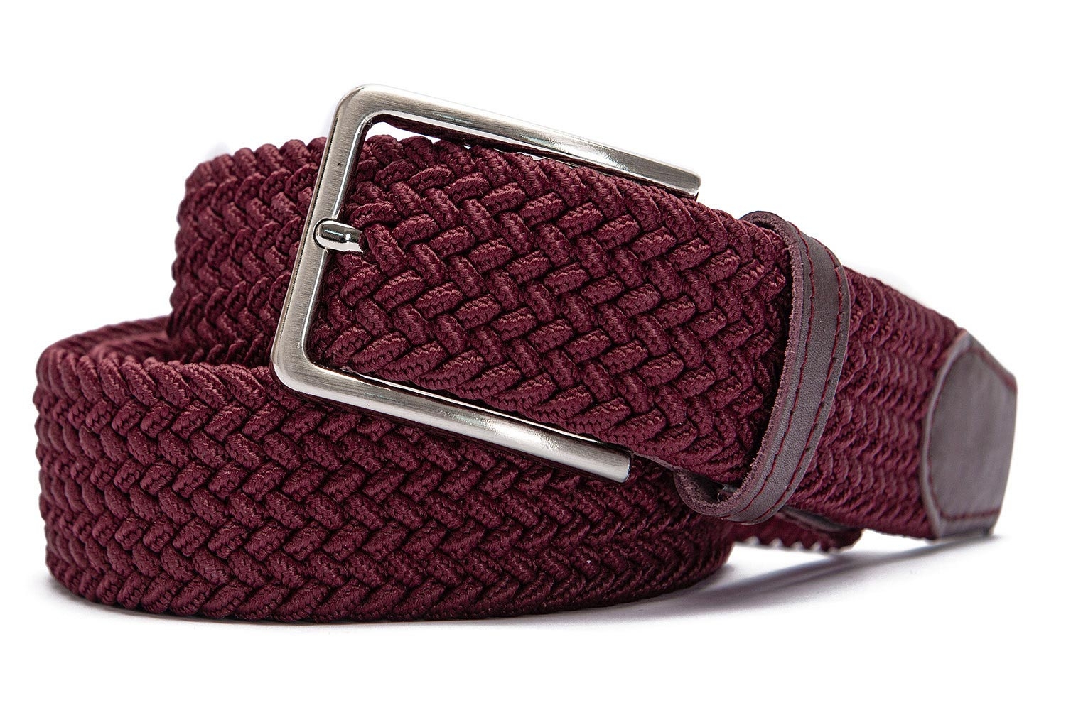 Belt burgundy textil elastic,piele 0