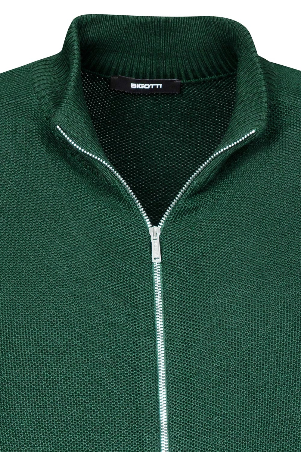 Pulover slim verde cu fermoar 1