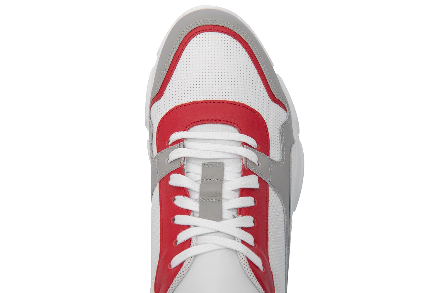 Sneakers albi piele naturala si textil 3