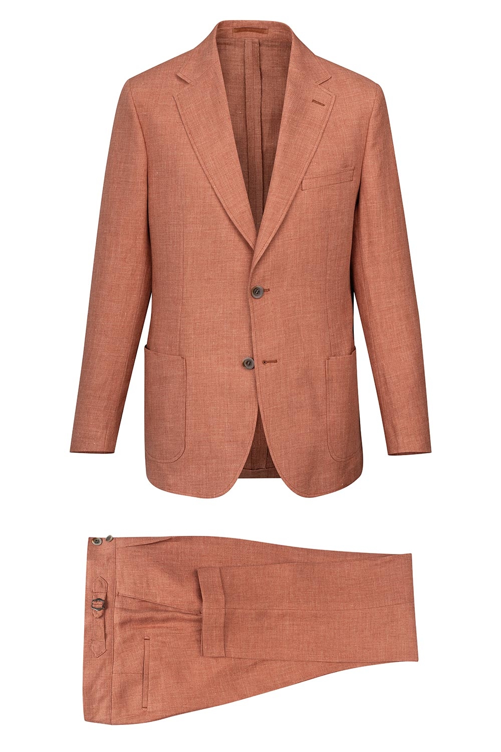 Costum slim din in oranj uni 0