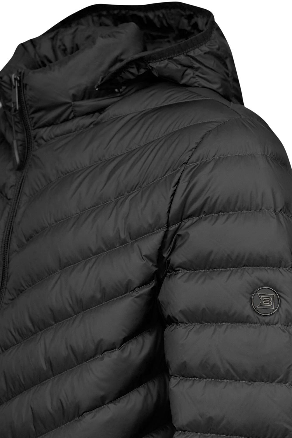 Geaca slim neagra uni cu puf si gluga detasabila 1