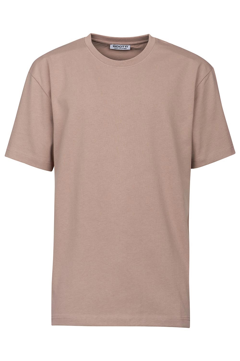 Tricou oversize bej guler rotund 1