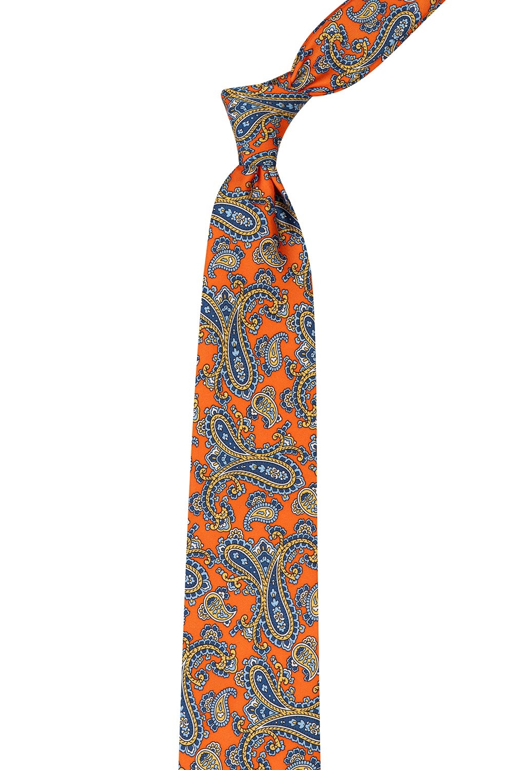 Cravata matase imprimata oranj print floral 1
