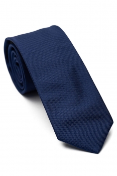 Cravata matase tesuta indigo uni