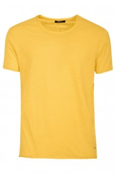 Tricou slim galben guler rotund