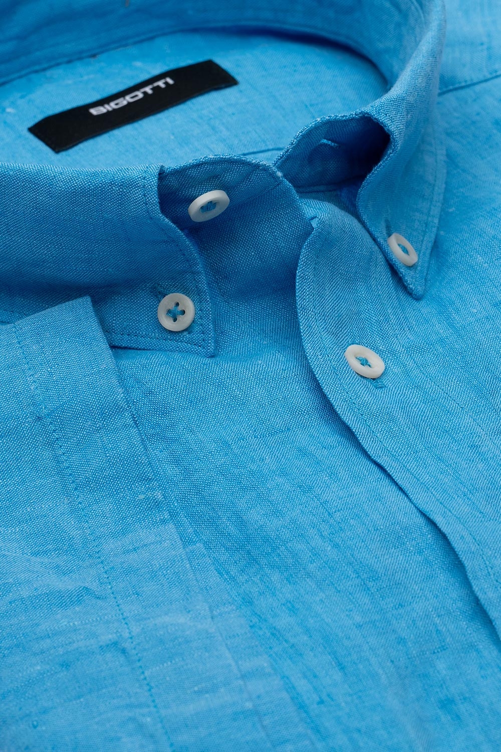 Camasa din in slim bleu uni 1