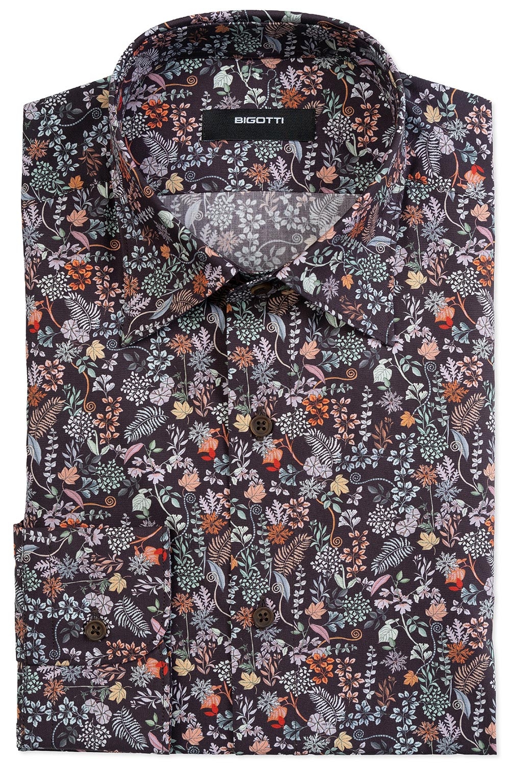 Shaped brown floral shirt 0