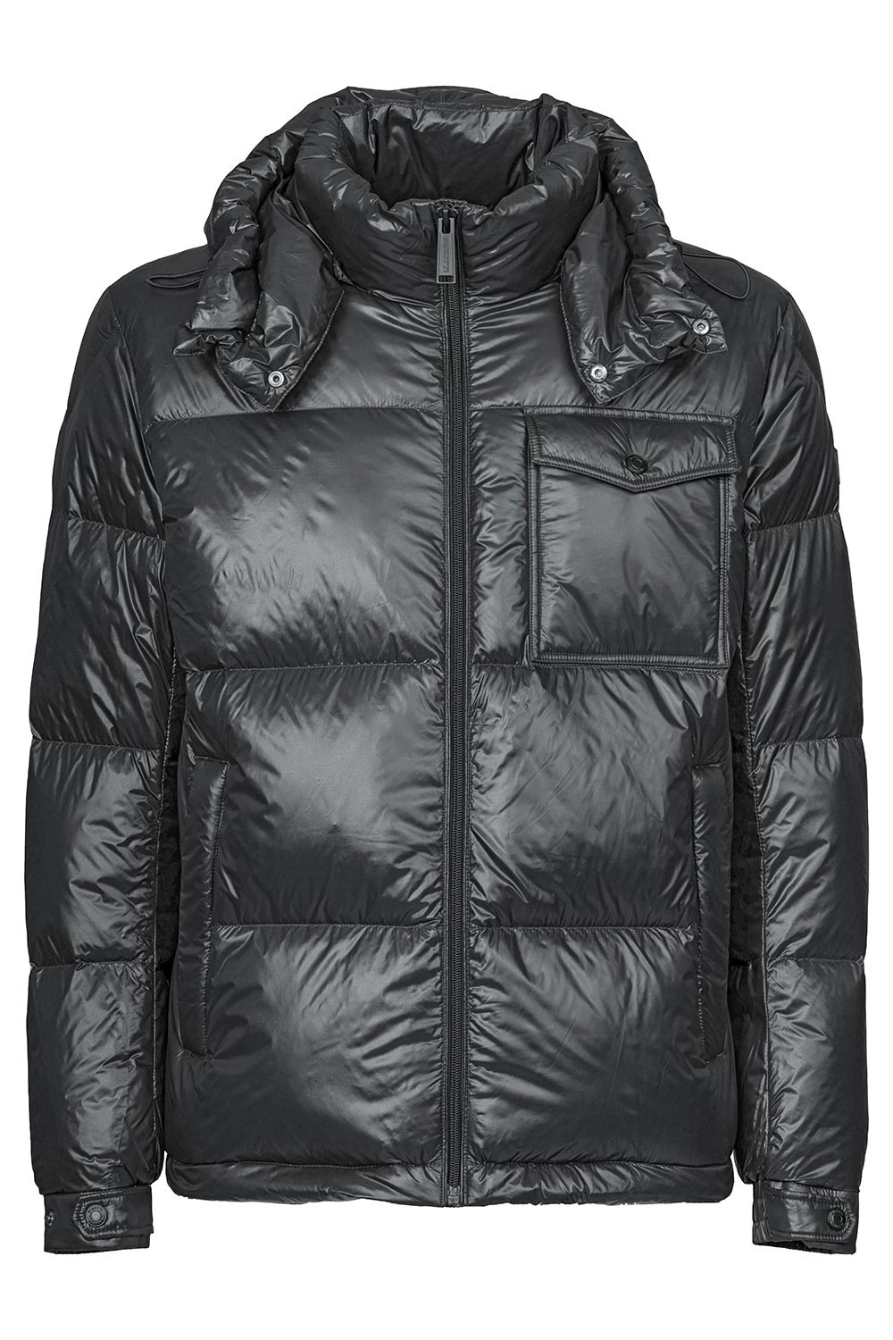 Geaca slim neagra cu puf si gluga detasabila 0