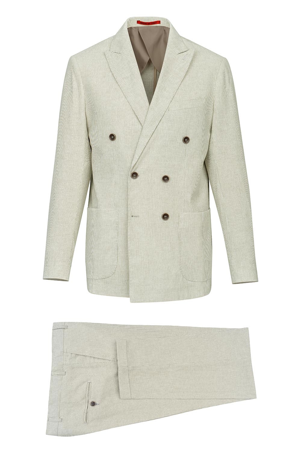 Costum slim verde in dungi 1