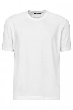 Tricou slim alb uni guler rotund