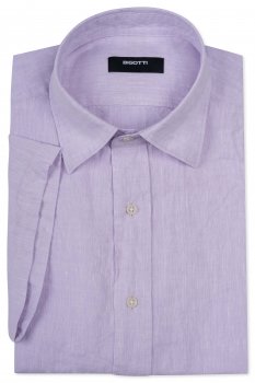 Camasa maneca scurta din in slim lila uni