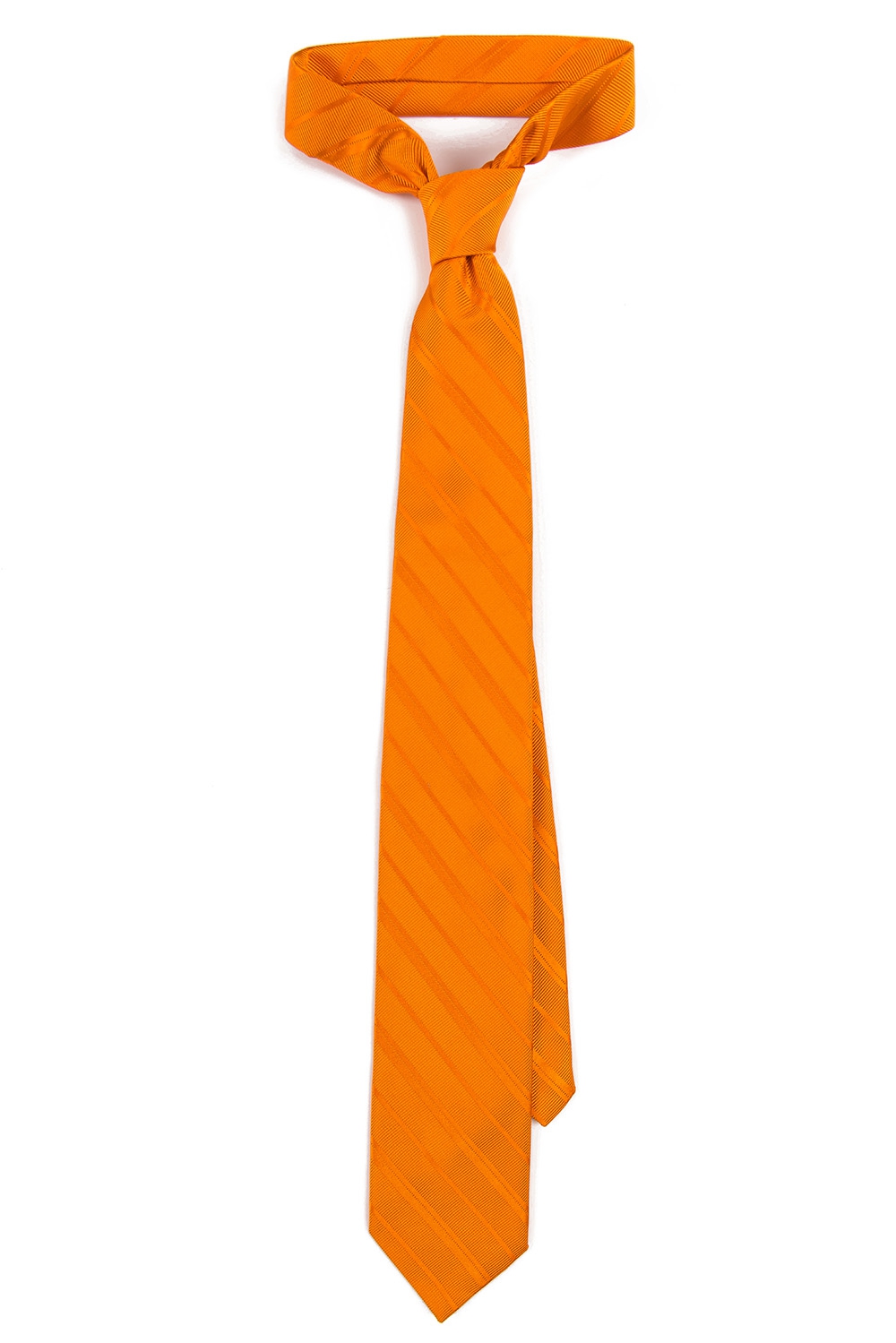 Cravata matase tesuta oranj cu dungi 0