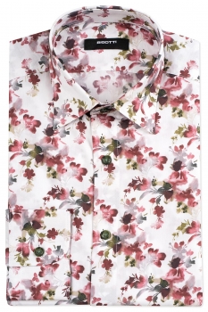 Slim body white floral shirt