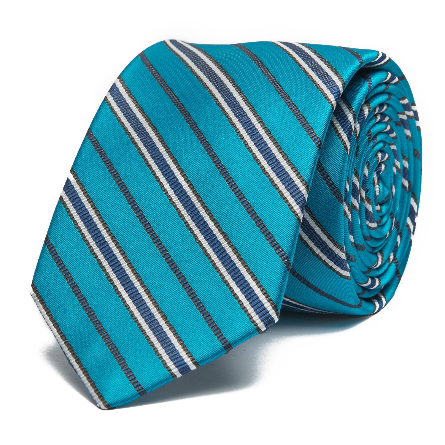 Cravata poliester albastra cu dungi 2
