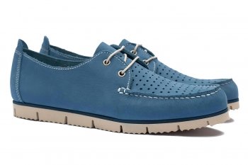 Boat shoes albastri piele nabuc