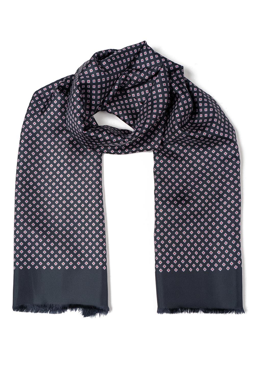Esarfa matase bleumarin print geometric 0