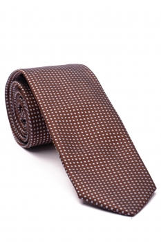 Cravata matase tesuta maro print geometric